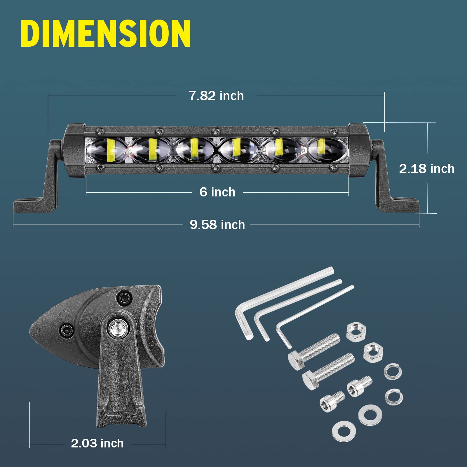 YCHOW-TECH 6 Inch 96W Slim LED Light Bar (2Pcs) - Single Row Spot Flood Combo LED Pods for Offroad Trucks, SUV, ATV & UTV | Waterproof Fog Lights, Driving Lights & Work Lights for Roof, Bumper & Off-Road Adventures