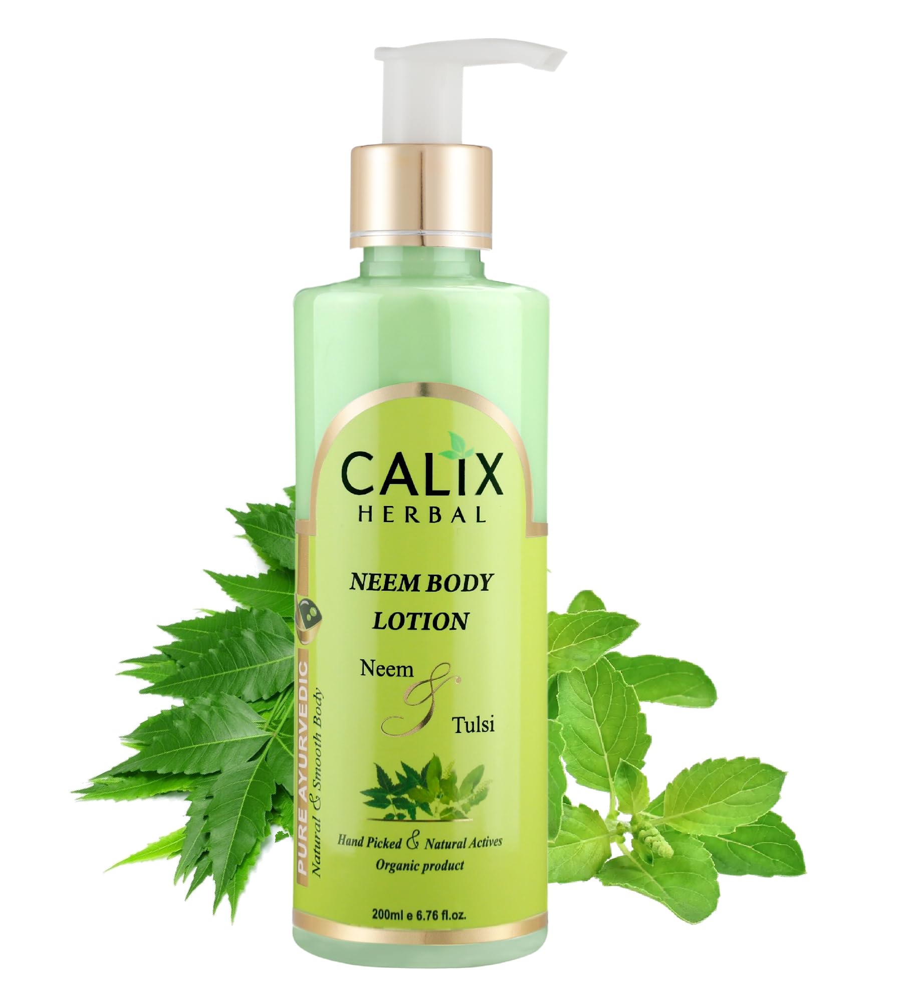 Calix Herbal Ayurvedic Neem Body Lotion - Antiseptic Skin Moisturizer for Acne, Pimples & Pollution Protection - All-Season Body Lotion for Men & Women (All Skin Types) 200ml - Perfect for Daily Skincare & Post-Workout Hydration