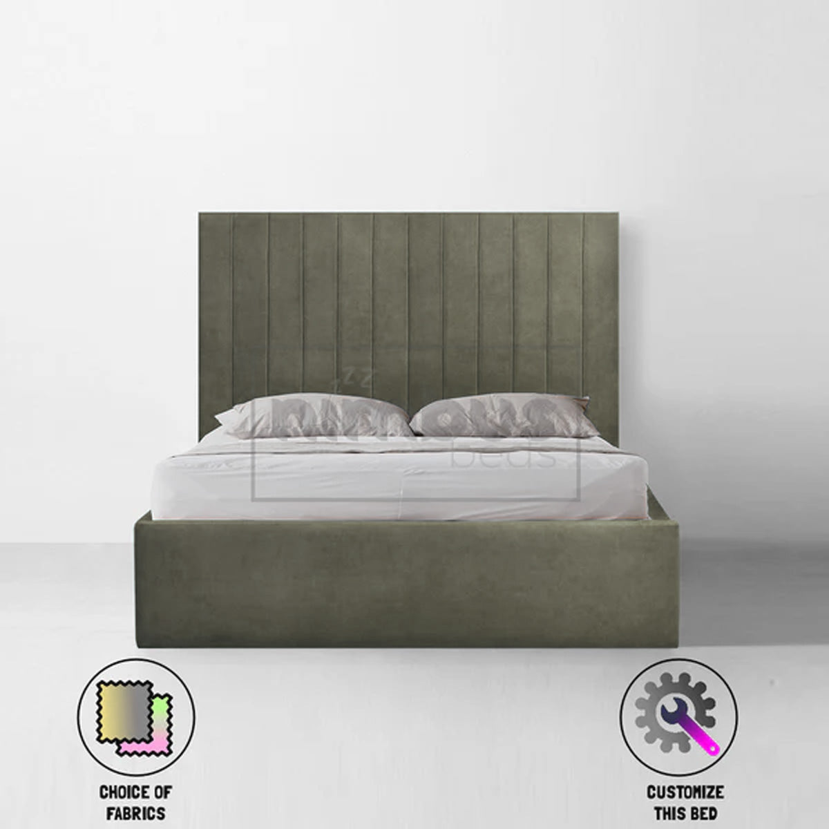 Sturdy Metal Vertical Bed Frame with Headboard - Queen Size Platform Bed for Small Spaces, Modern Bedroom Furniture - Perfect for Apartments, Dorms & Guest Rooms