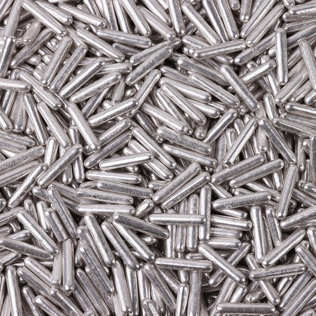 Premium Cobakey Bright Silver Sprinkles for Cake Decorating - 100g/3.52oz Metallic Pearl Sugar Rods - Perfect for Cupcake Toppers, Wedding Cakes, Party Desserts & Holiday Baking (Valentine's, Halloween, Christmas)