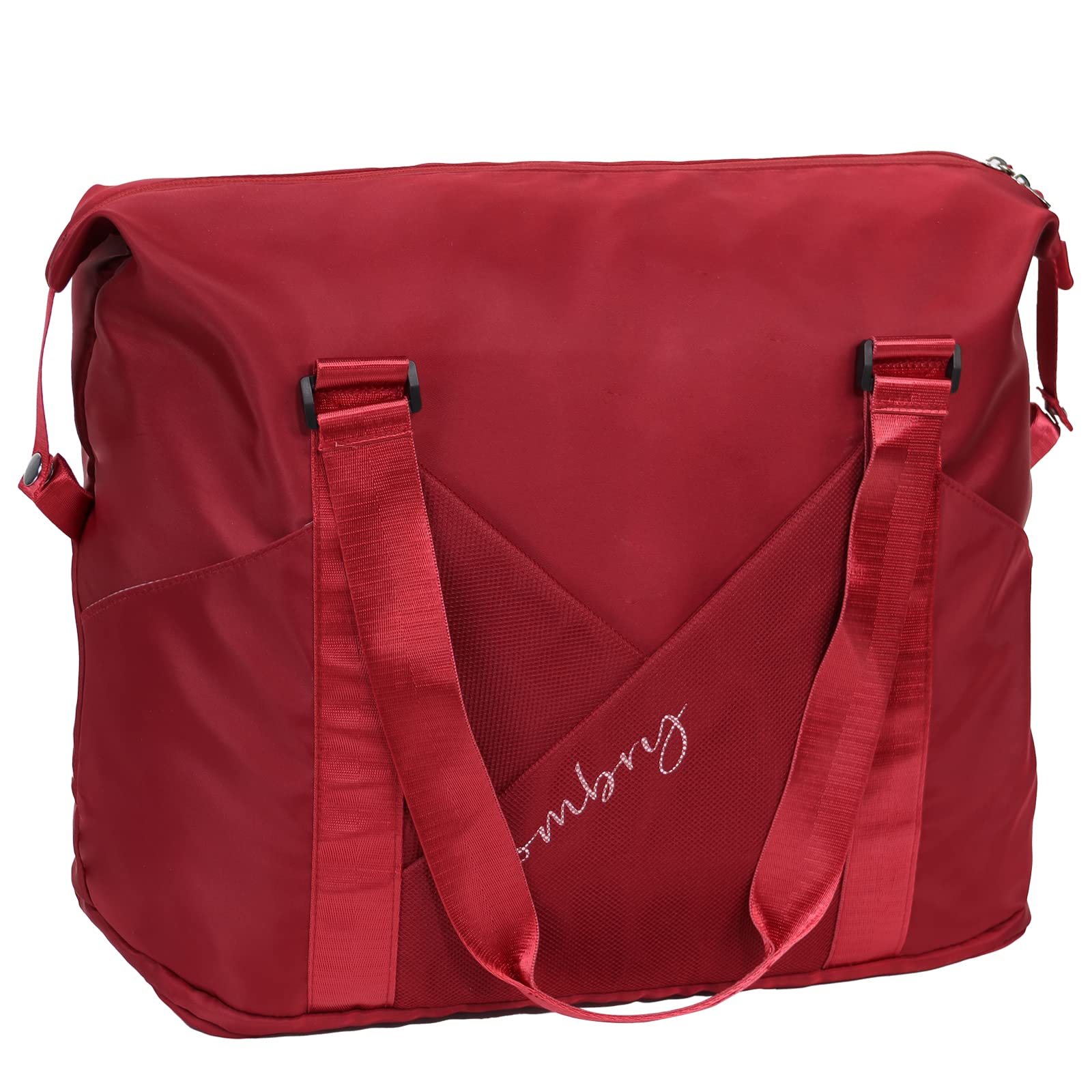 OMBRY Large Sports Duffel Bag for Women - Travel Overnight Bag, Weekender Carry-On Duffle with Multiple Pockets - Perfect for Gym, Workout, Business Trips & Weekend Getaways (Fuchsia Pink)