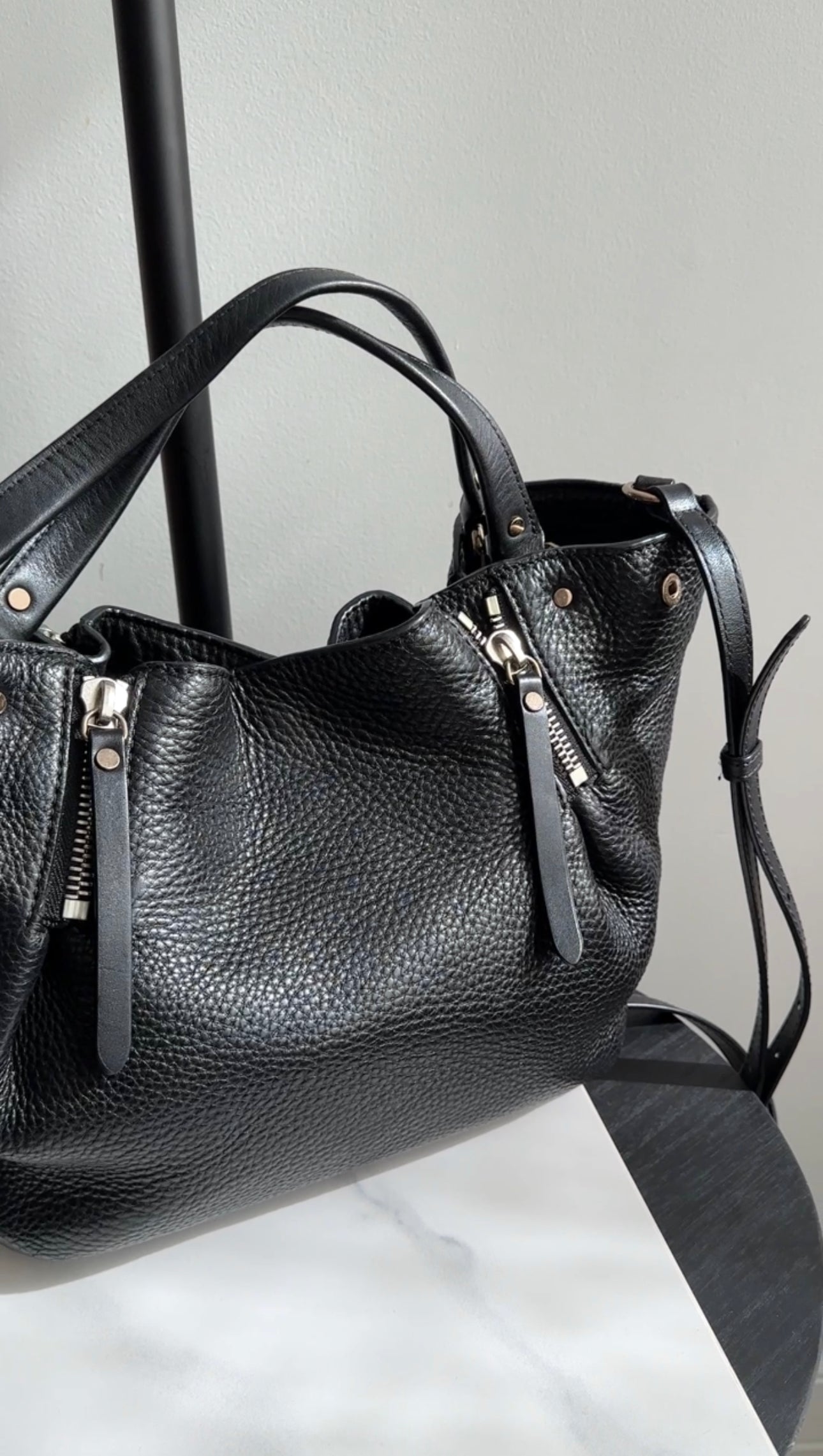 Burberry Black Grained Leather and Check Fabric Maidstone 2-Way Shoulder Bag for Women | Luxury Designer Handbag for Work, Travel & Everyday Use