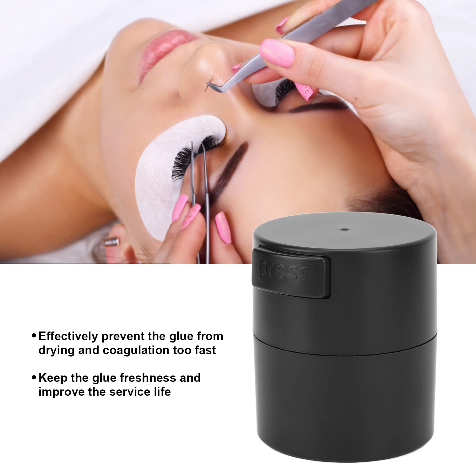 Professional Eyelash Glue Storage Box - Negative Pressure Large Capacity Lash Extension Adhesive Container for Makeup Artists (Black) | Perfect for Salon, Home Use & Travel