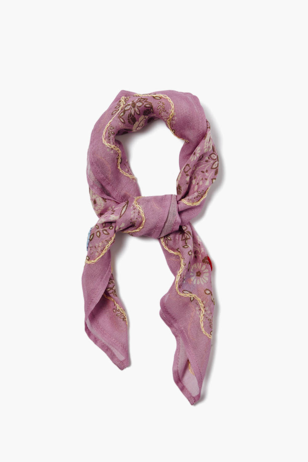 Pastel Lavender Embroidered Floral Bandana Scarf - Soft Cotton Hair Accessory for Women, Outdoor Activities, Music Festivals & Summer Fashion