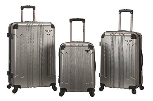 Rockland F190-SILVER 3-Piece Expandable Spinner Luggage Set - Lightweight Durable Suitcase with TSA Lock for Travel, Vacation & Business Trips