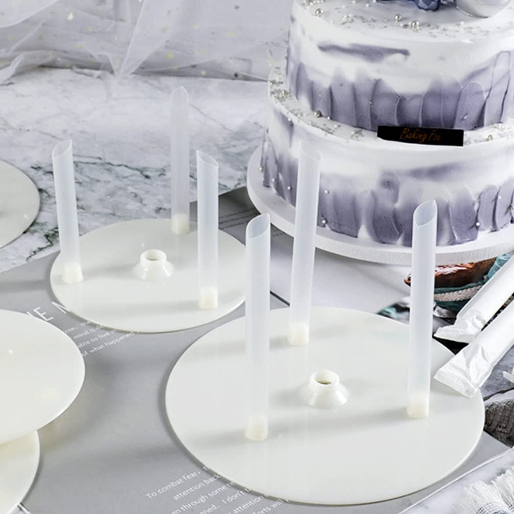 Operitacx 6-Piece Reusable Cake Tier Support Kit - Sturdy Cake Stacking Dowels & Boards for Tiered Cake Construction - Perfect for Wedding, Birthday & Special Occasion Baking Supplies