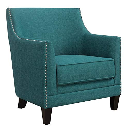 BOWERY HILL Mid-Century Modern Accent Chair in Teal Blue - Stylish Living Room Furniture for Small Spaces & Home Office Decor