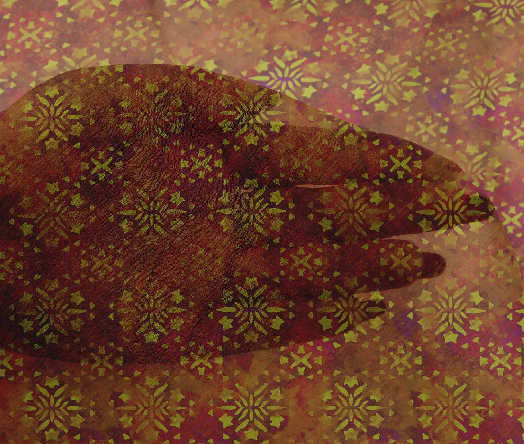 oneOone Viscose Chiffon Brown Batik Fabric - 42 Inch Wide Printed Sewing Material for DIY Clothing, Dresses & Scarves | Premium Quality by The Yard for Fashion Design & Home Decor Projects