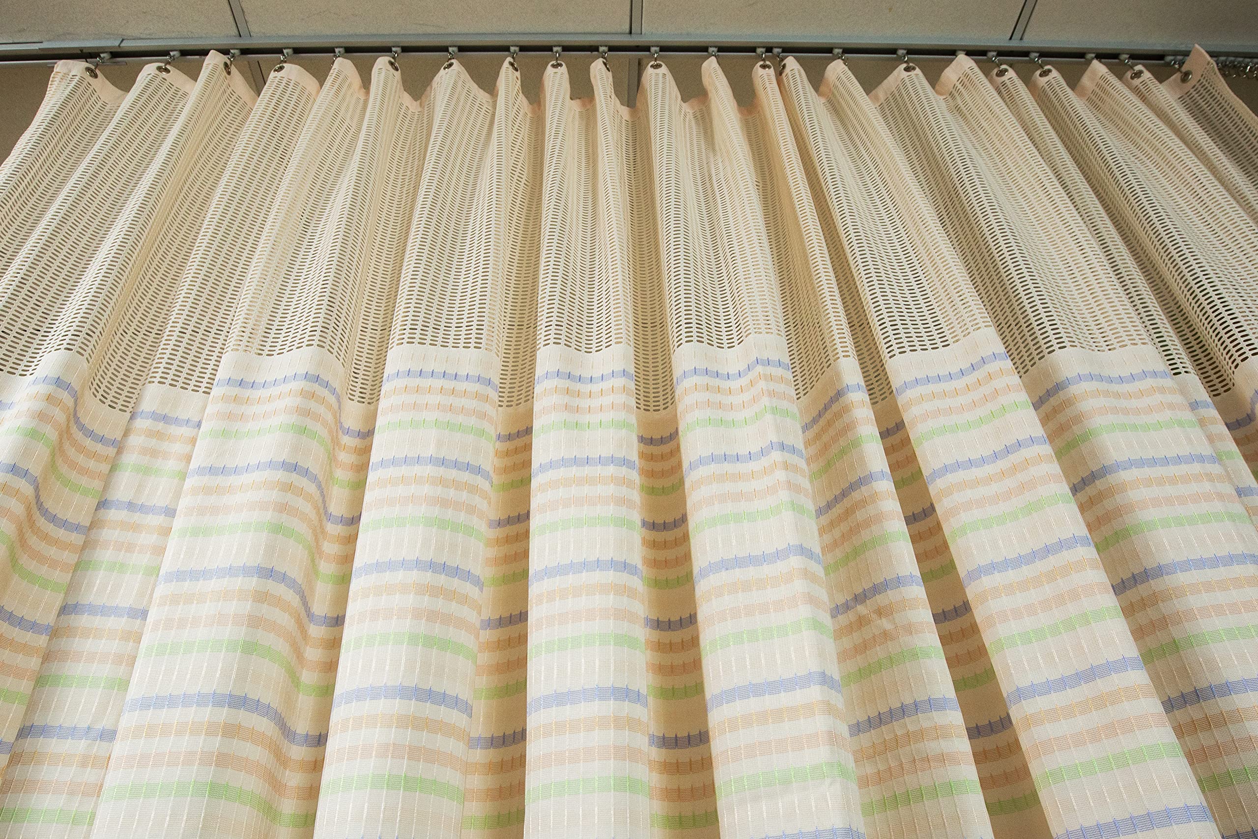 Flame-Resistant Washable Hospital Privacy Curtain - 19' x 7.5' Bed Divider with Mesh & Grommets - Ideal for Patient Rooms, Clinics & Healthcare Facilities