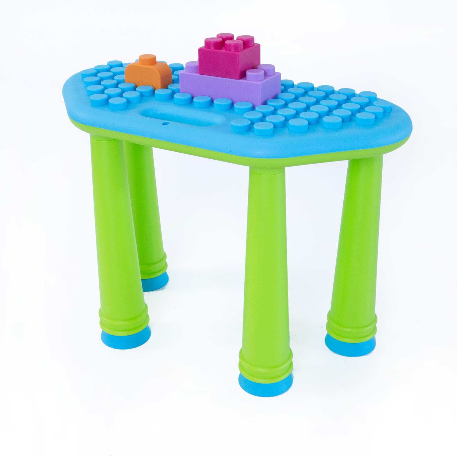 UNiPLAY Toddler Activity Table Set with 25 Building Blocks - Indoor/Outdoor Kids Play Table for Sensory Learning, Motor Skill Development & Creative Play - Perfect for Daycare, Preschool & Home Playrooms (Blue)