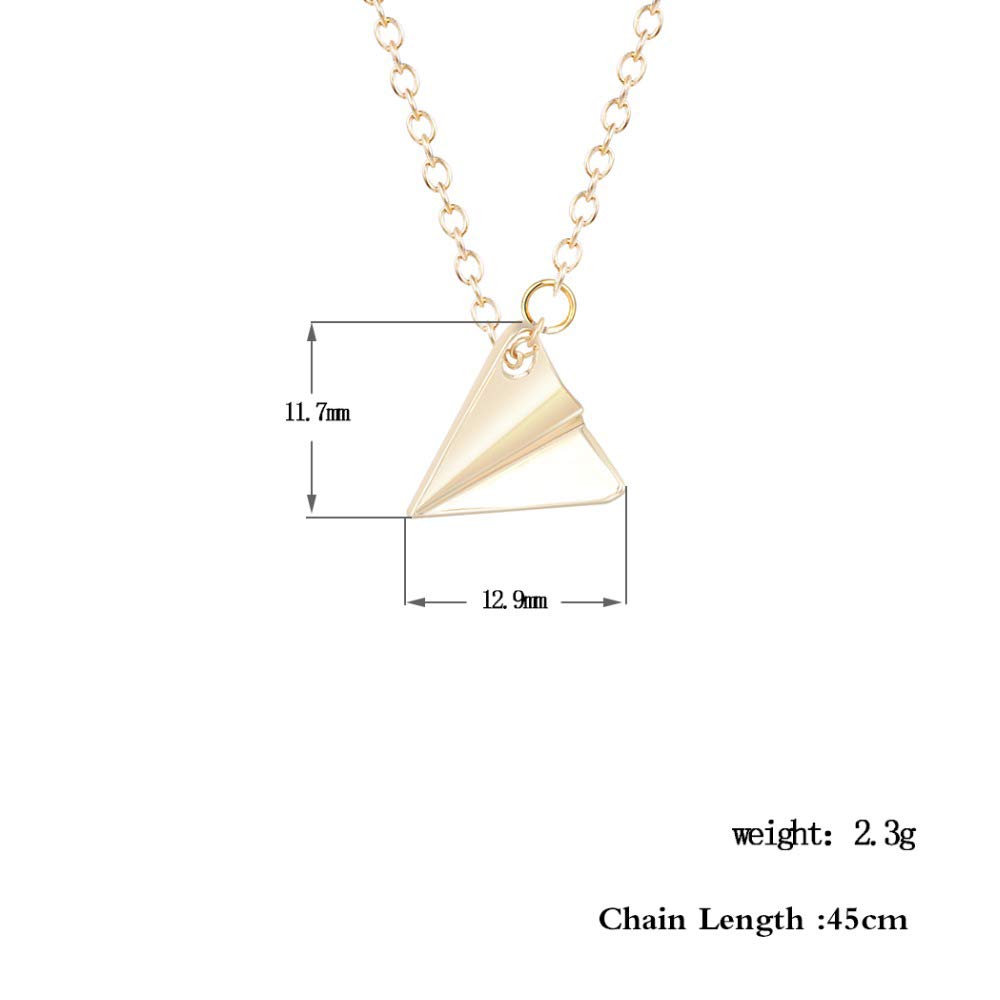 YOOE Geometric Origami Paper Airplane Necklace - Minimalist Triangle Pendant Jewelry for Women & Couples | Perfect Gift for Anniversary, Valentine's Day & Everyday Wear
