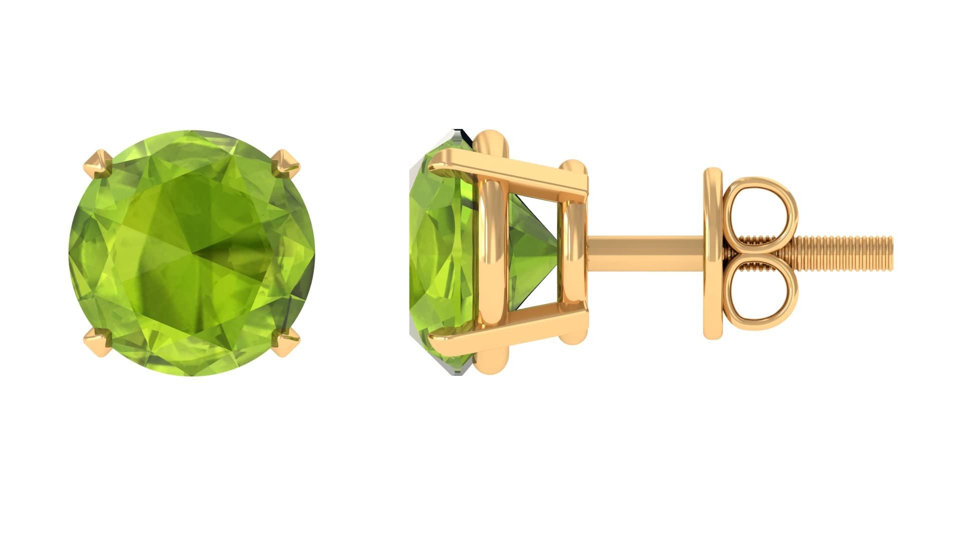 Natural 1 CT Peridot Solitaire Stud Earrings for Women - 14K Solid Gold Rosec Jewels | Elegant Gift for Anniversary, Birthday & Special Occasions