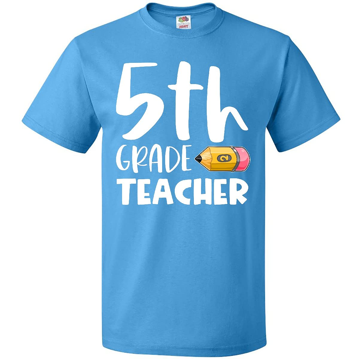Inktastic Fifth Grade Teacher Graphic Pencil Print T-Shirt - Fun & Comfortable Cotton Tee for Educators, Back to School, Classroom Gifts