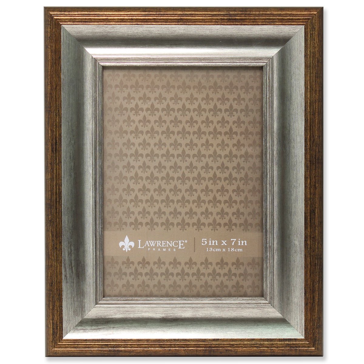 Lawrence Frames Tatum 5x7 Inch Picture Frame - Silver & Gold - Perfect for Wall Decor, Tabletop Display, and Photo Gifts