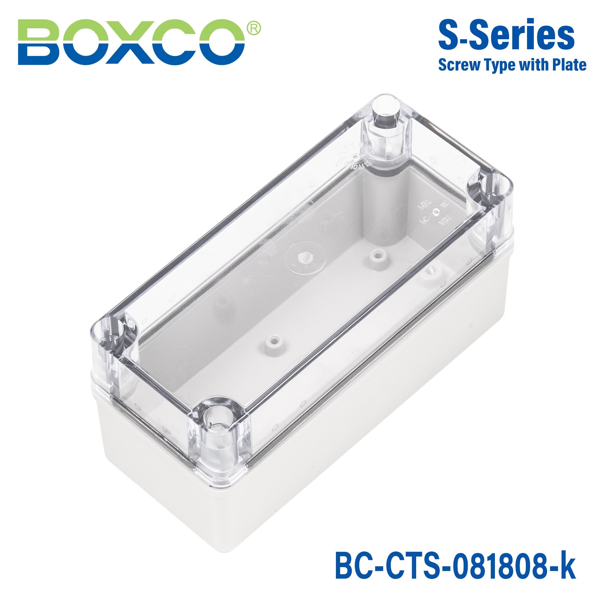 Boxco S Series 3.15 x 7.09 x 3.35 Inches (80 x 180 x 85mm) Waterproof Plastic Enclosure - IP67 Rated, IK08 Impact Resistant, Polycarbonate Transparent Cover with Screw Mounting - Ideal for Outdoor Electronics, Industrial Equipment & DIY Projects
