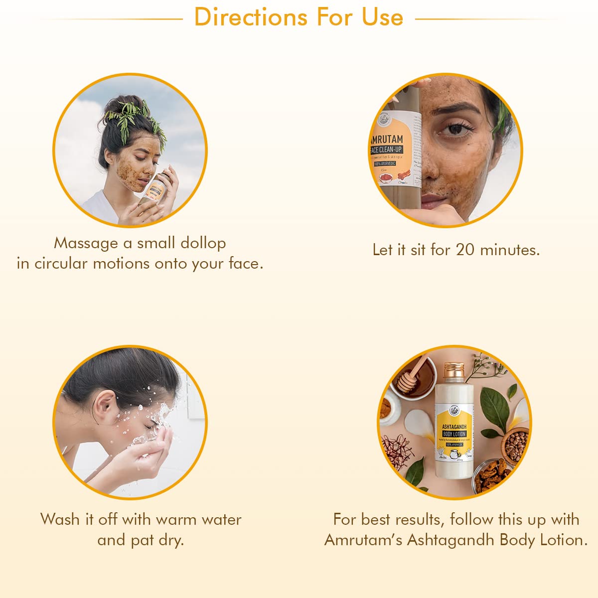 AMRUTAM Ayurvedic Face Cleanser - 100% Soap-Free Gentle Face Wash for Sensitive, Dry & Oily Skin - Enriched with Sandalwood, Saffron & Almond (30ml) | Perfect for Daily Skincare Routine & Travel-Friendly Size