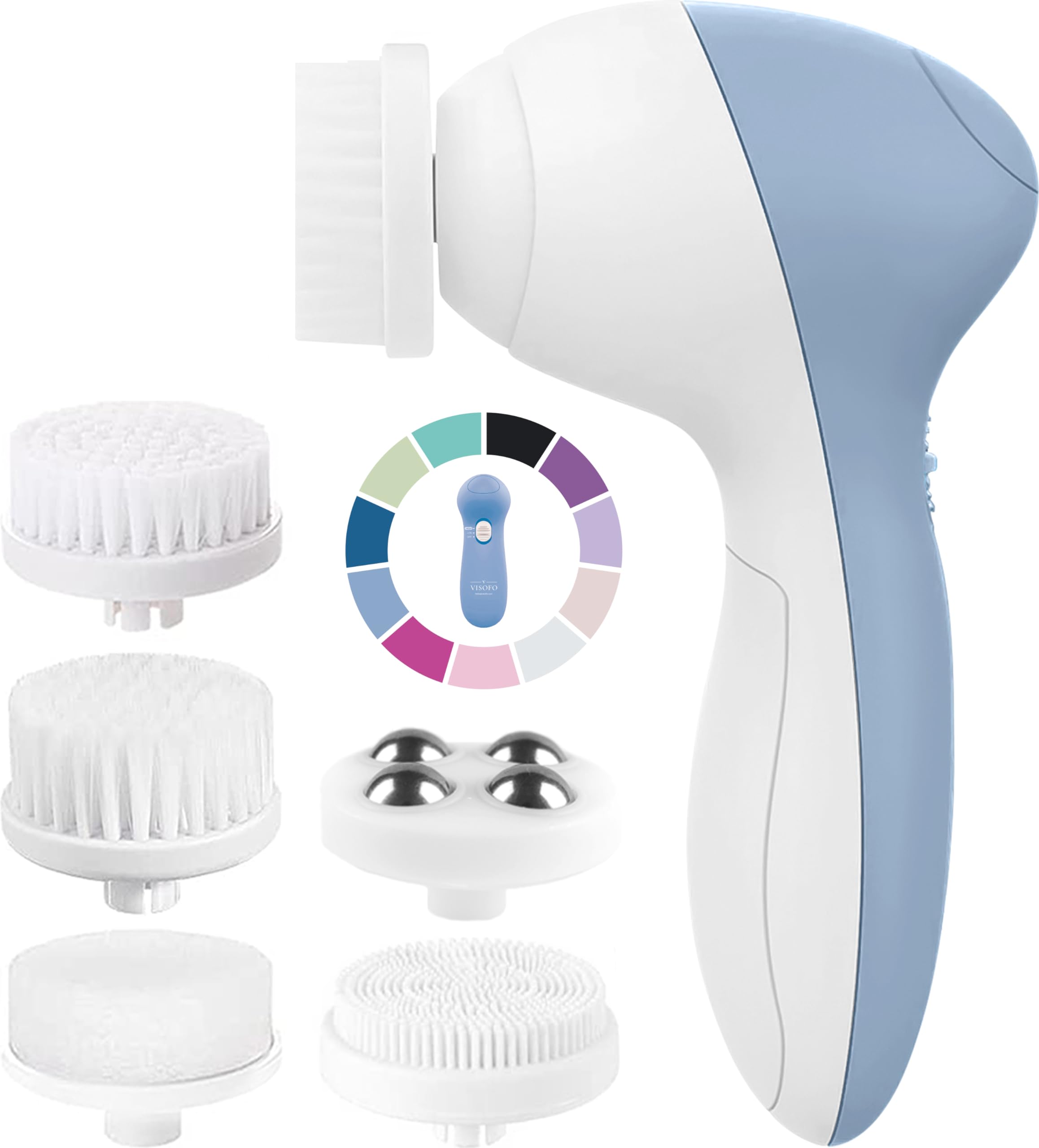 Electric Facial Cleansing Brush with 7 Interchangeable Heads - Exfoliating & Deep Cleaning Face Scrubber for Glowing Skin | Rechargeable Spin Brush for Blackhead Removal & Pore Cleansing | Perfect for Daily Skincare Routine & Spa-like Treatment at Home