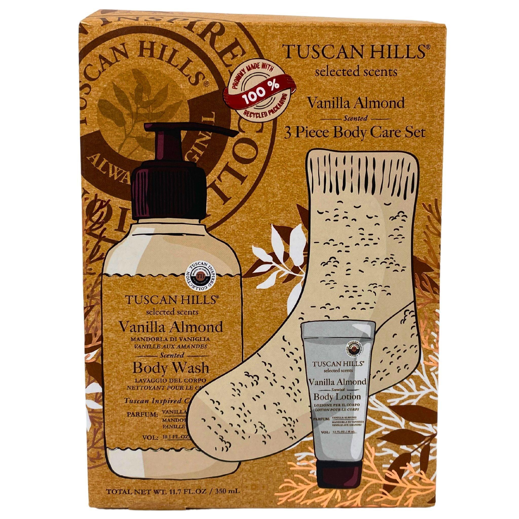 Tuscan Hills Vanilla Almond Scented 3-Piece Body Care Gift Set - Body Wash, Lotion & Hand Cream (23-Piece Bulk Lot) - Perfect for Spa Day, Self-Care & Holiday Gifting
