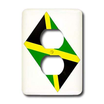 3D Rose Jamaican Flag Outlet Cover - 2 Plug Wall Plate with Decorative Design for Home & Office Decor | Perfect for Caribbean Themed Rooms, Gifts, and Travel Accessories
