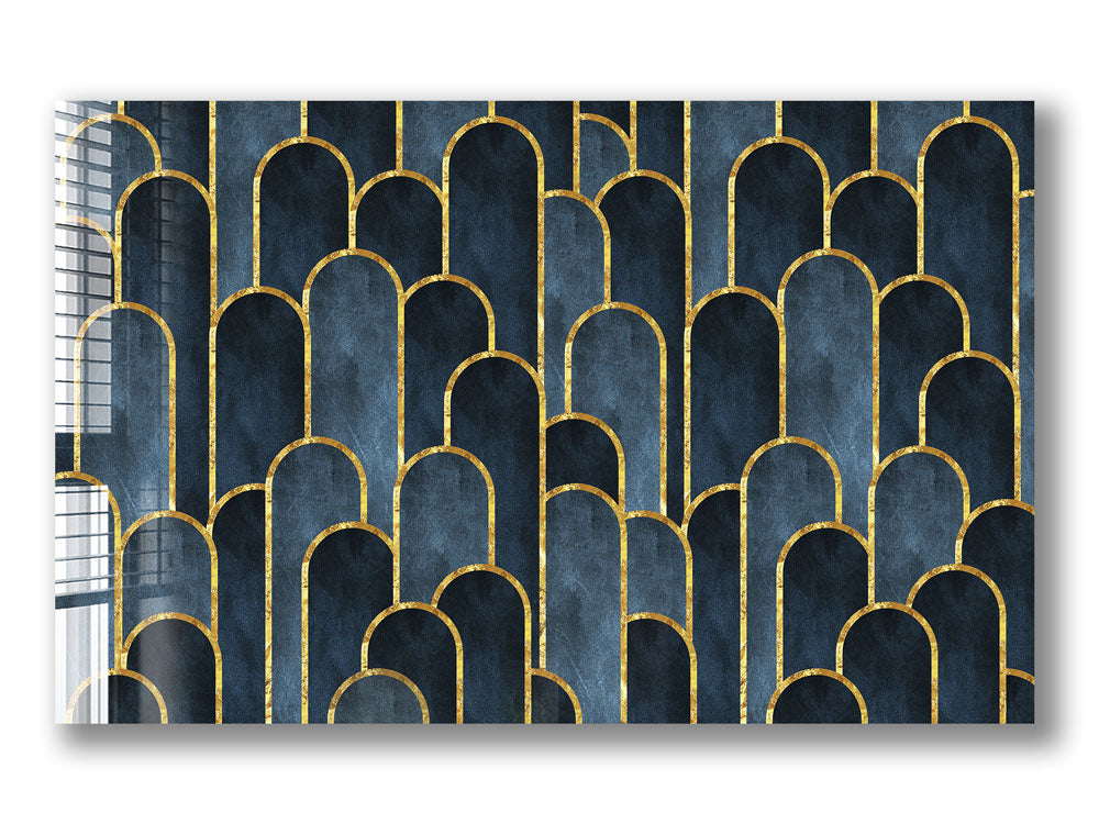 Dark Blue Geometric Abstract Wall Art Canvas Print - Modern Home Decor for Living Room, Bedroom & Office