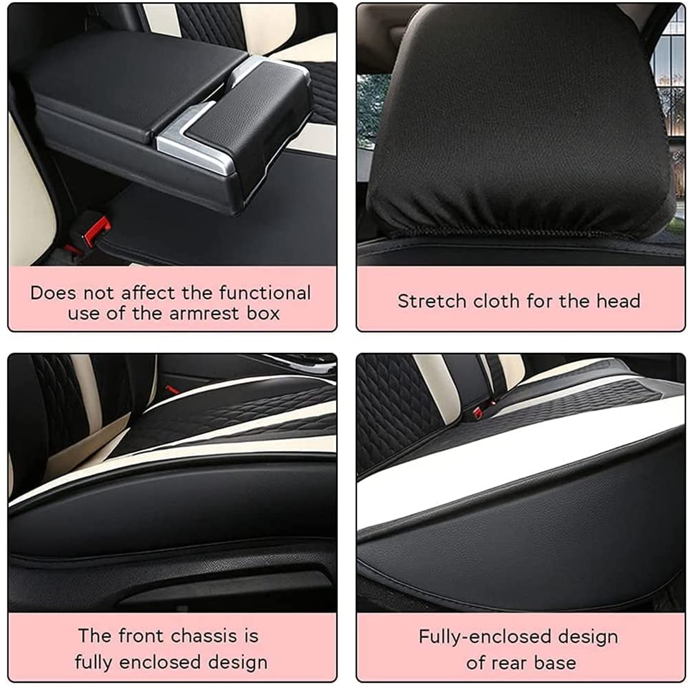 Luxury PU Leather Front & Rear Seat Covers with Headrest Backrest Cushions for Ford Maverick - Comfortable, Stylish Pink & Beige Car Seat Protectors - Perfect for Daily Commute, Road Trips & Vehicle Interior Protection