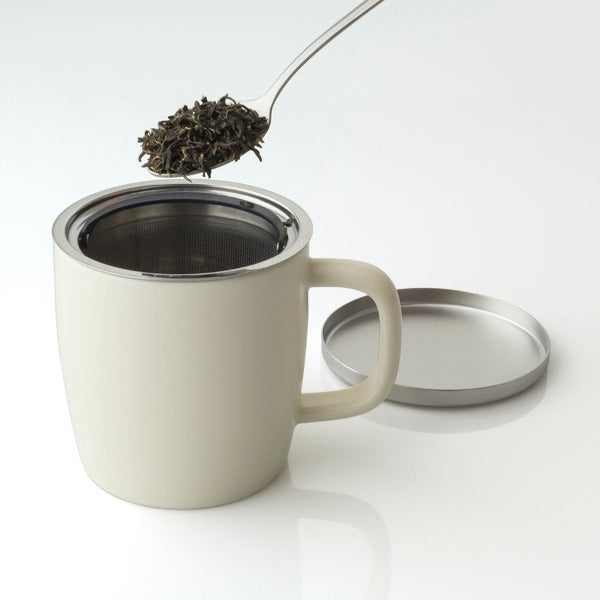 FORLIFE Small Dew Mug with Infuser & Lid - 11oz Ceramic Tea Cup with Strainer - Perfect for Loose Leaf Tea, Herbal Infusions & Hot Beverages at Home or Office