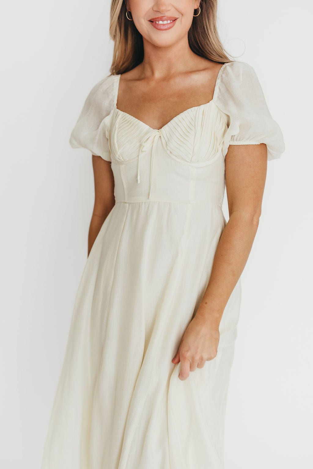 Stevie Bustier Midi Dress in Cream | Elegant Corset Top Formal Dress for Women | Perfect for Weddings, Parties & Special Occasions