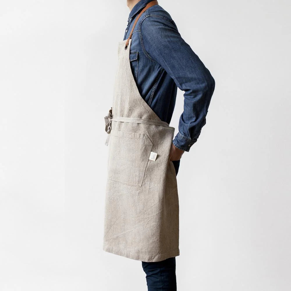 Premium Linen Kitchen Apron for Women & Men - Natural Organic Cotton Chef Apron with Pockets - Perfect for Cooking, Baking, Grilling & Hosting