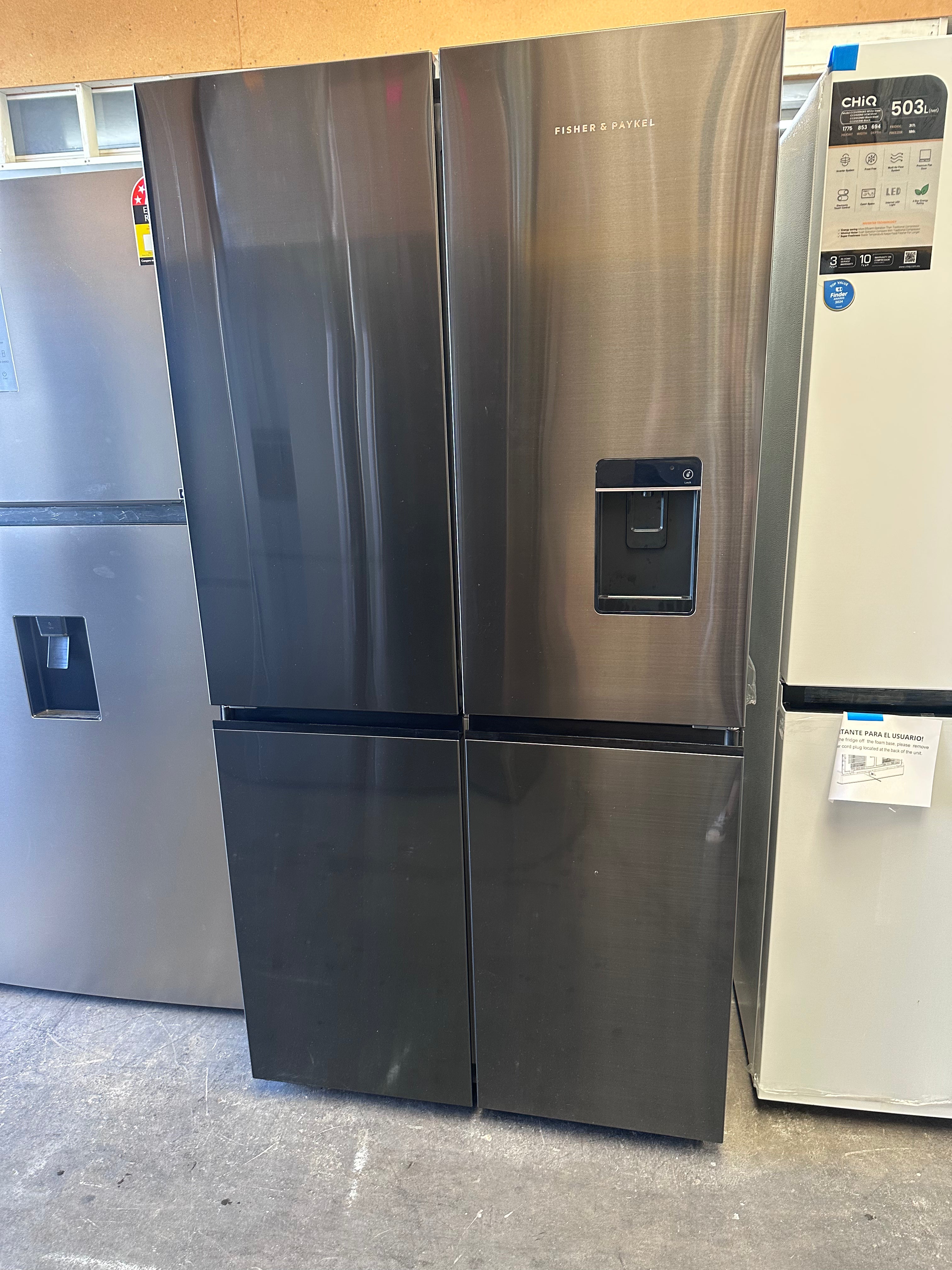 Fisher & Paykel RF605QNUVB1 538L Black Stainless Steel French Door Refrigerator - Factory Second | Perfect for Modern Kitchens & Open-Plan Living Spaces
