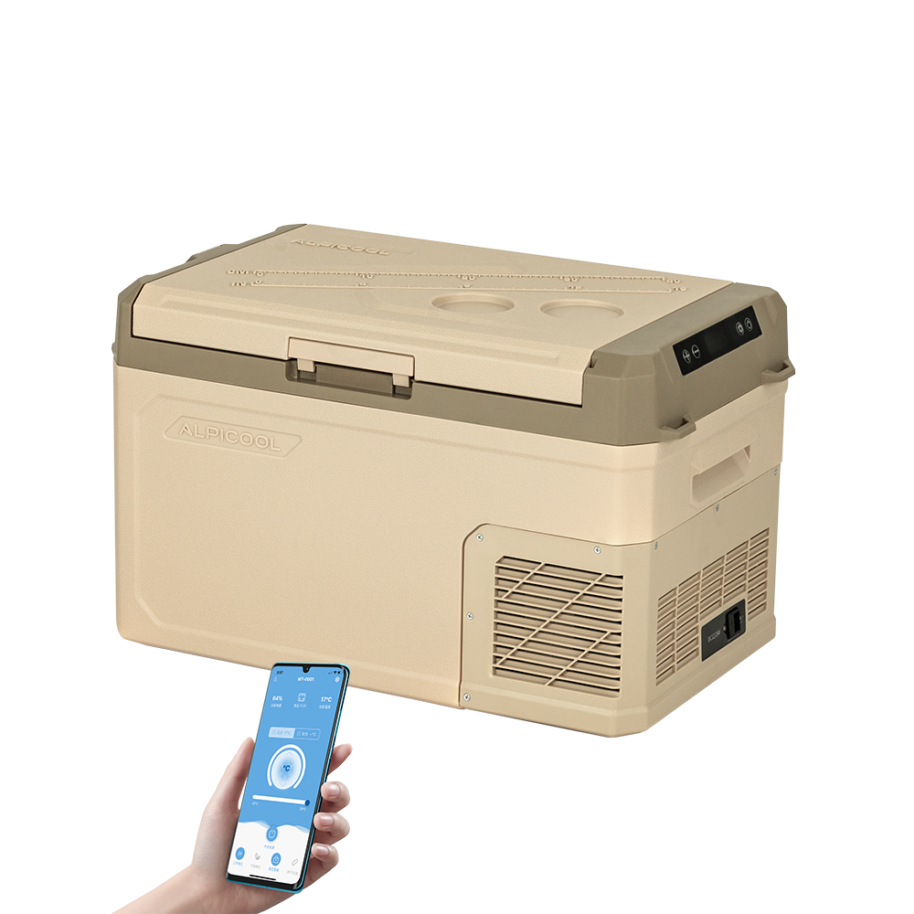 Alpicool GE30 12V Portable Car Refrigerator Freezer - 30 Quart Compact Fridge for Road Trips, Camping & Tailgating
