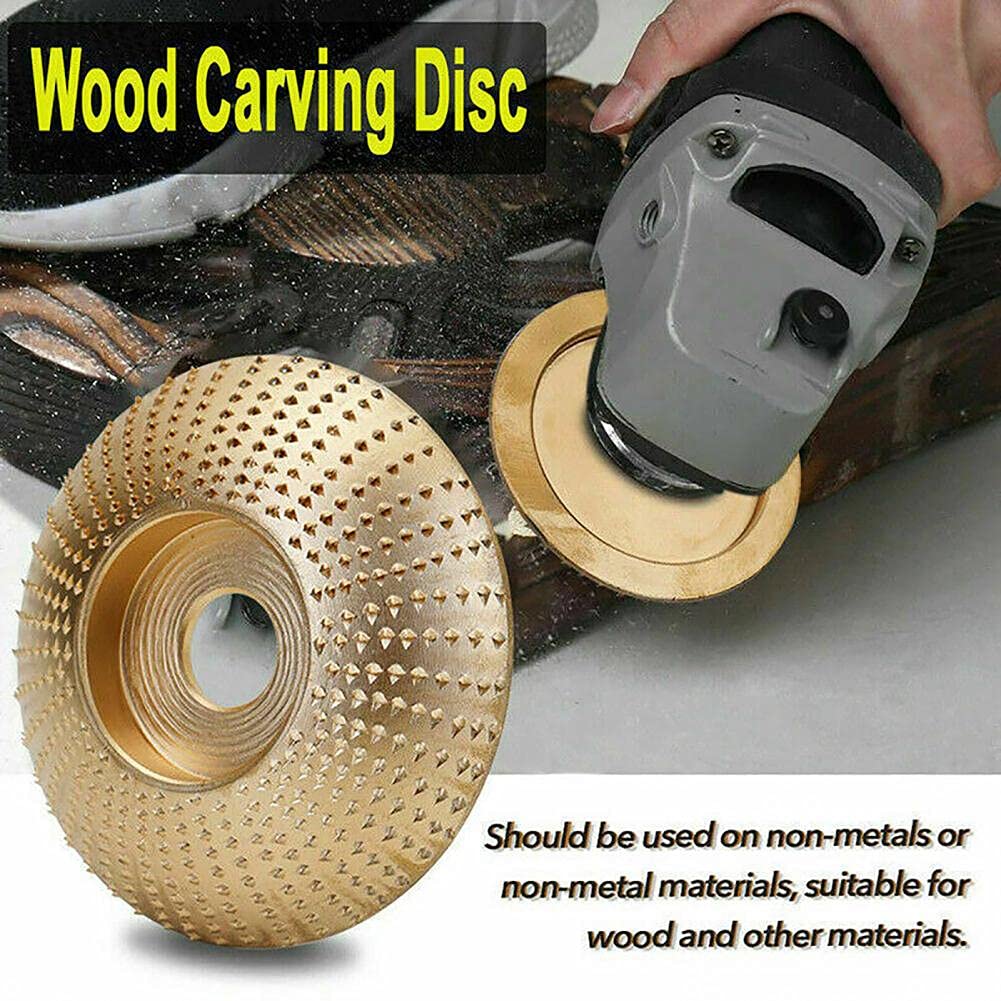 High Carbon Steel Angle Grinder Polishing Disc - 100MM Inclined Golden Abrasive Wheel for Wood Carving & Metal Polishing | Labor-Saving Curved Design for DIY Projects & Professional Workshop Use