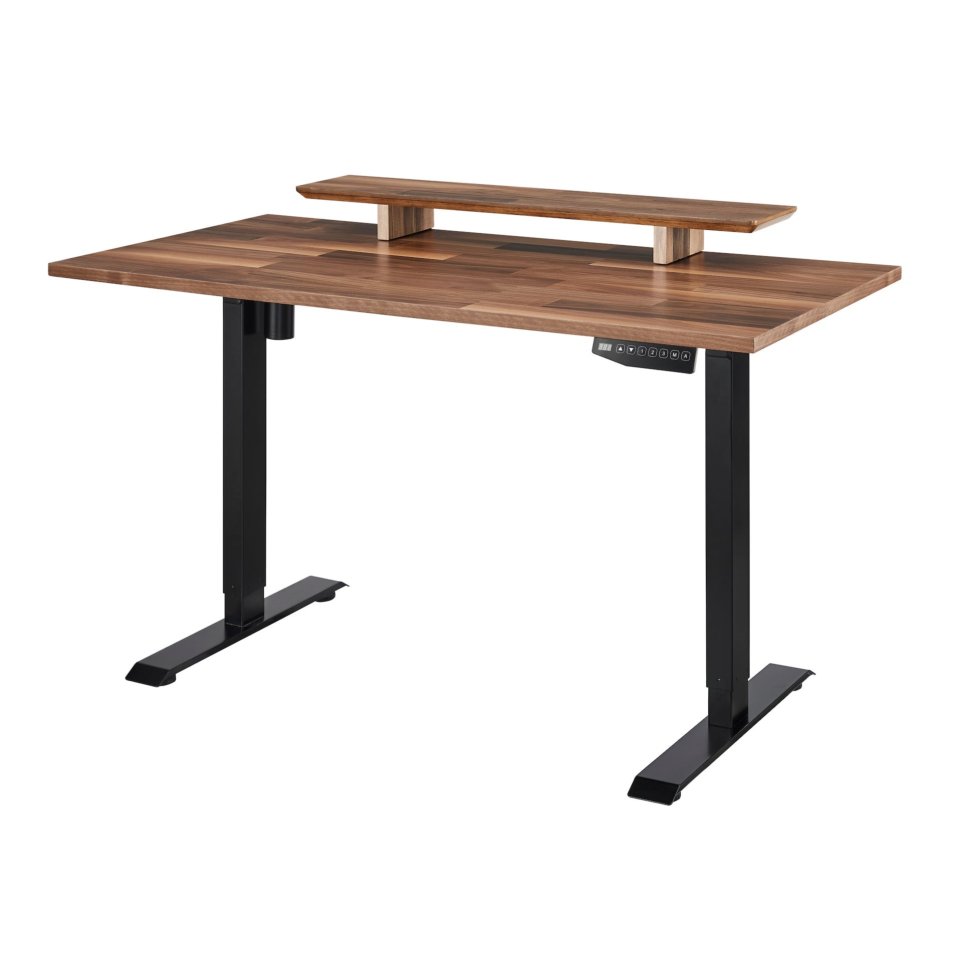 Premium Walnut Wood Standing Desk - Adjustable Height Electric Sit Stand Workstation for Home & Office - Ergonomic Design for Comfortable Working & Studying