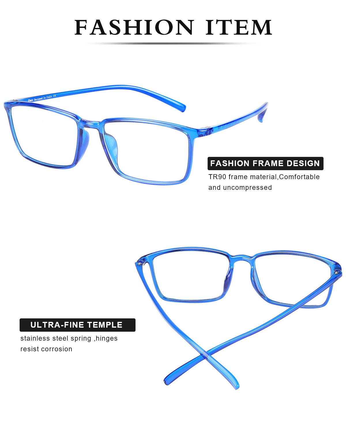 DUCO Blue Light Blocking Glasses - Super Lightweight Computer Gaming Eyewear with Anti Blue Ray Protection (306 Model) - Perfect for Office Work, Online Classes & Late-Night Screen Use