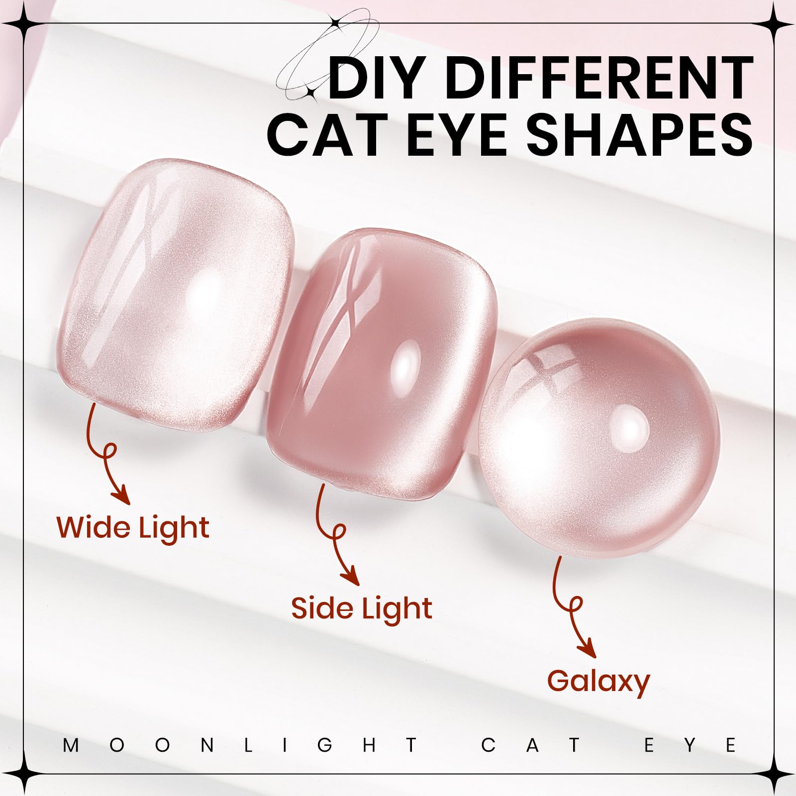 Pink Cat Eye Gel Nail Polish - 15ml Light Pink Jelly Glassy UV Gel with Magnetic Moonlight Shimmer Glitter, Soak Off Salon Quality DIY Nail Polish for Home Manicure | Perfect for Parties, Weddings & Special Occasions