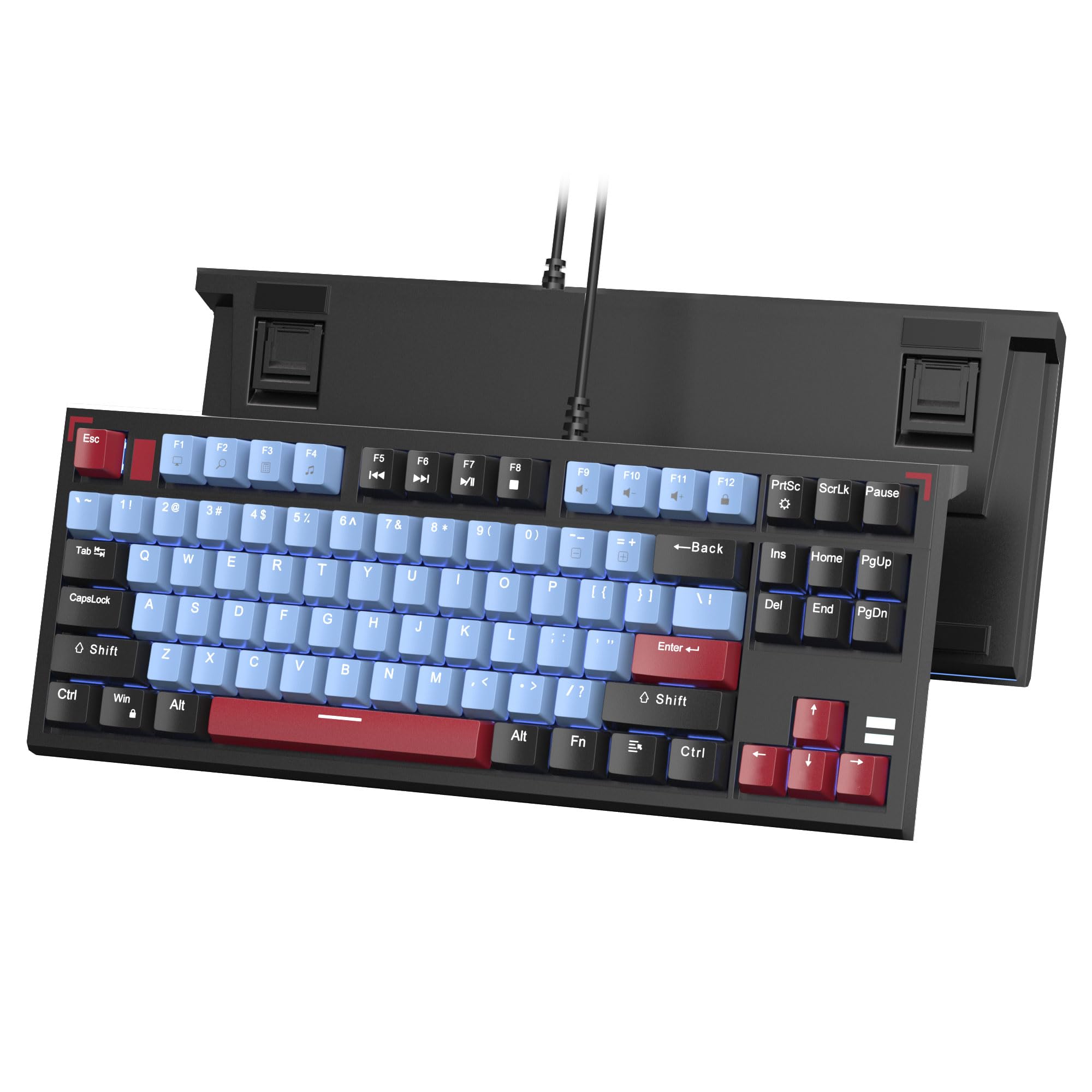 MageGee 87-Key Mechanical Gaming Keyboard with Blue LED Backlit & Brown Switches for PC/Mac - Compact TKL Design for Office & Gaming