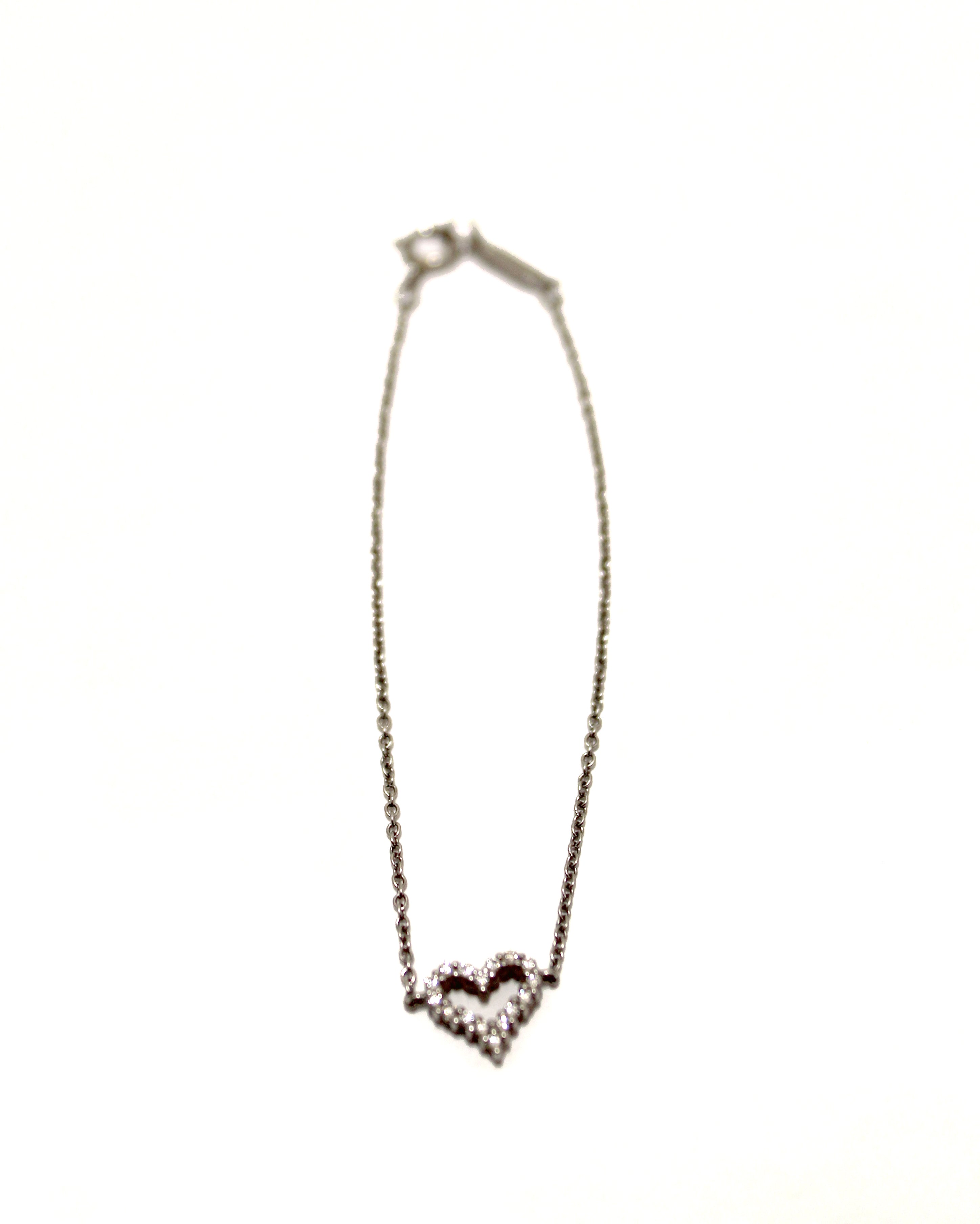 Authentic Tiffany & Co. Platinum Diamond Open Heart Bracelet - Elegant Jewelry Gift for Women, Anniversary & Special Occasions