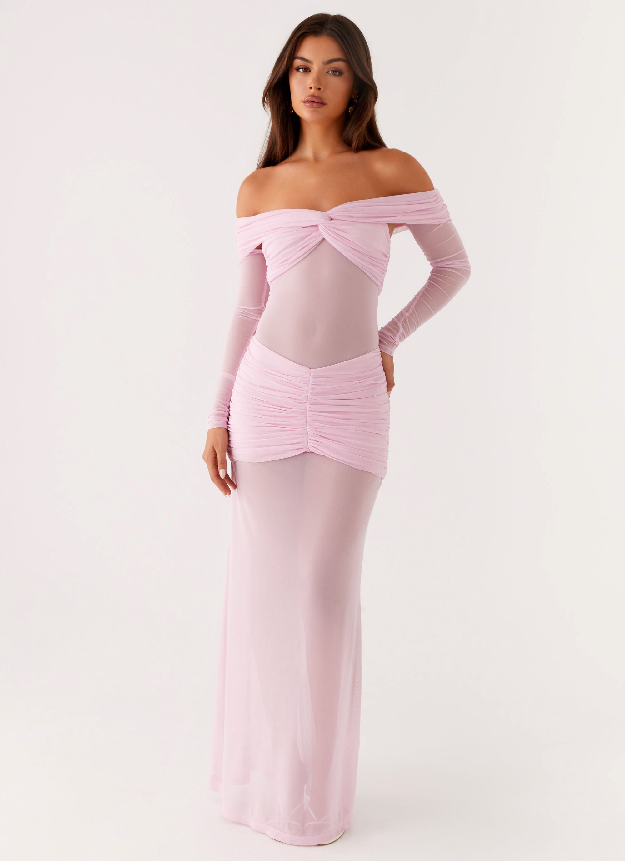 Alter Ego Women's Maxi Dress Flowy Long Dress with Side Slits - Soft Pink Summer Beach Dress for Vacation, Date Night & Casual Outings