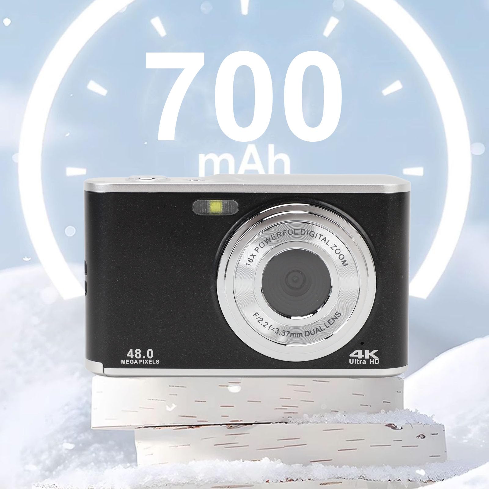 4K Digital Camera for Photography & Vlogging - 48MP Autofocus Compact Travel Camera with Dual Lens (Front & Rear), 16X Zoom - Perfect for Kids Selfie, Teens & Beginners - Ideal for Travel, YouTube Videos & Family Moments