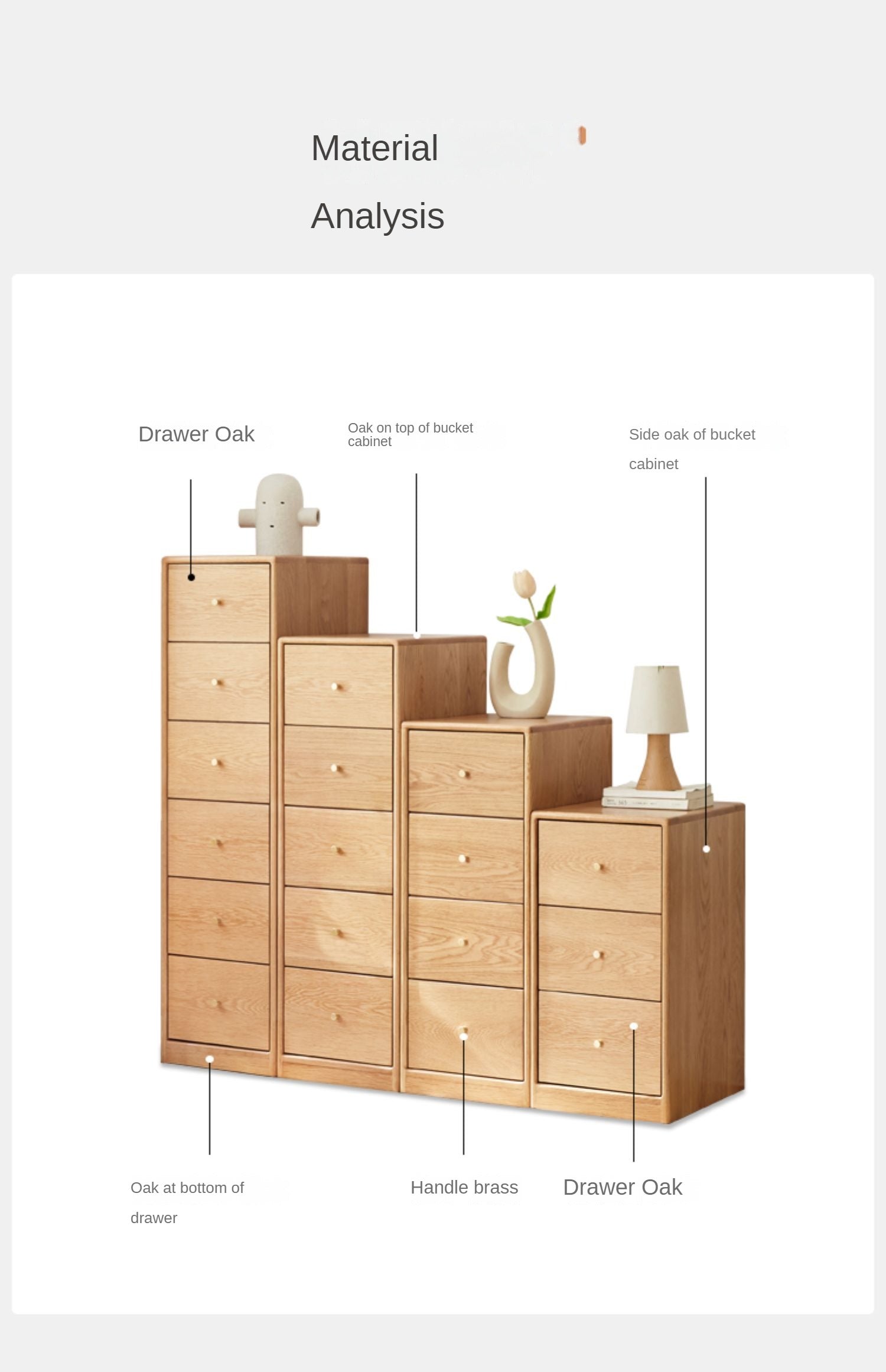 Solid Oak & Beech Wood Side Cabinet - Multi-Functional Storage Organizer for Living Room, Bedroom, or Office