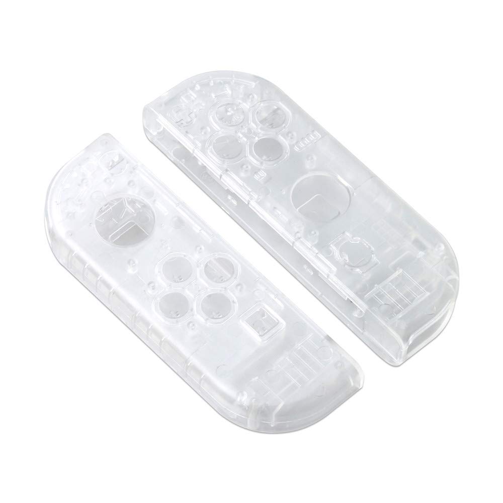 Nintendo Switch Joy-Con Controller Replacement Faceplate Housing Shell Case Cover + Middle Battery Frame Plate Bracket - Transparent | Compatible with Switch Gaming Accessories for Enhanced Protection & Customization