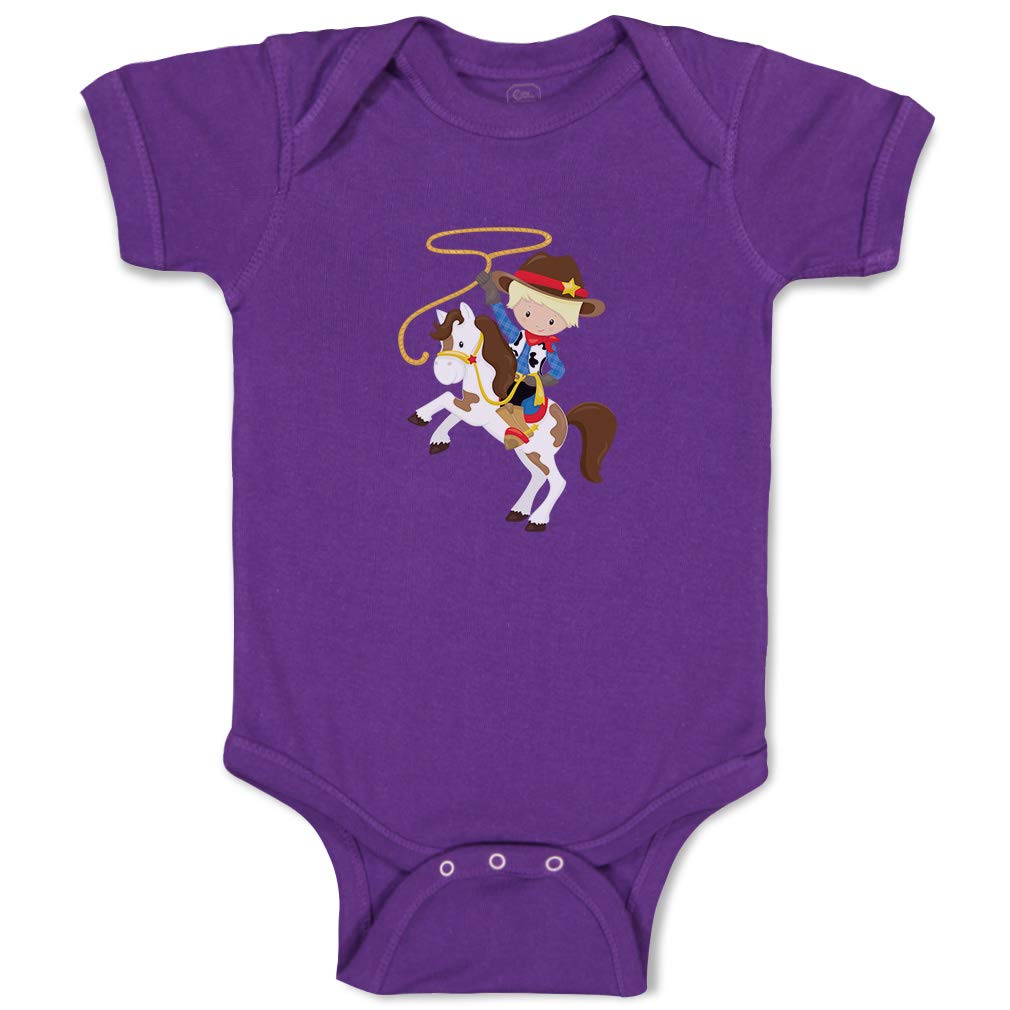 Custom Cowboy Baby Bodysuit - White Horse & Blonde Cotton Striped Outfit for Boys & Girls | Perfect for Western Theme Parties, Photo Shoots & Casual Wear