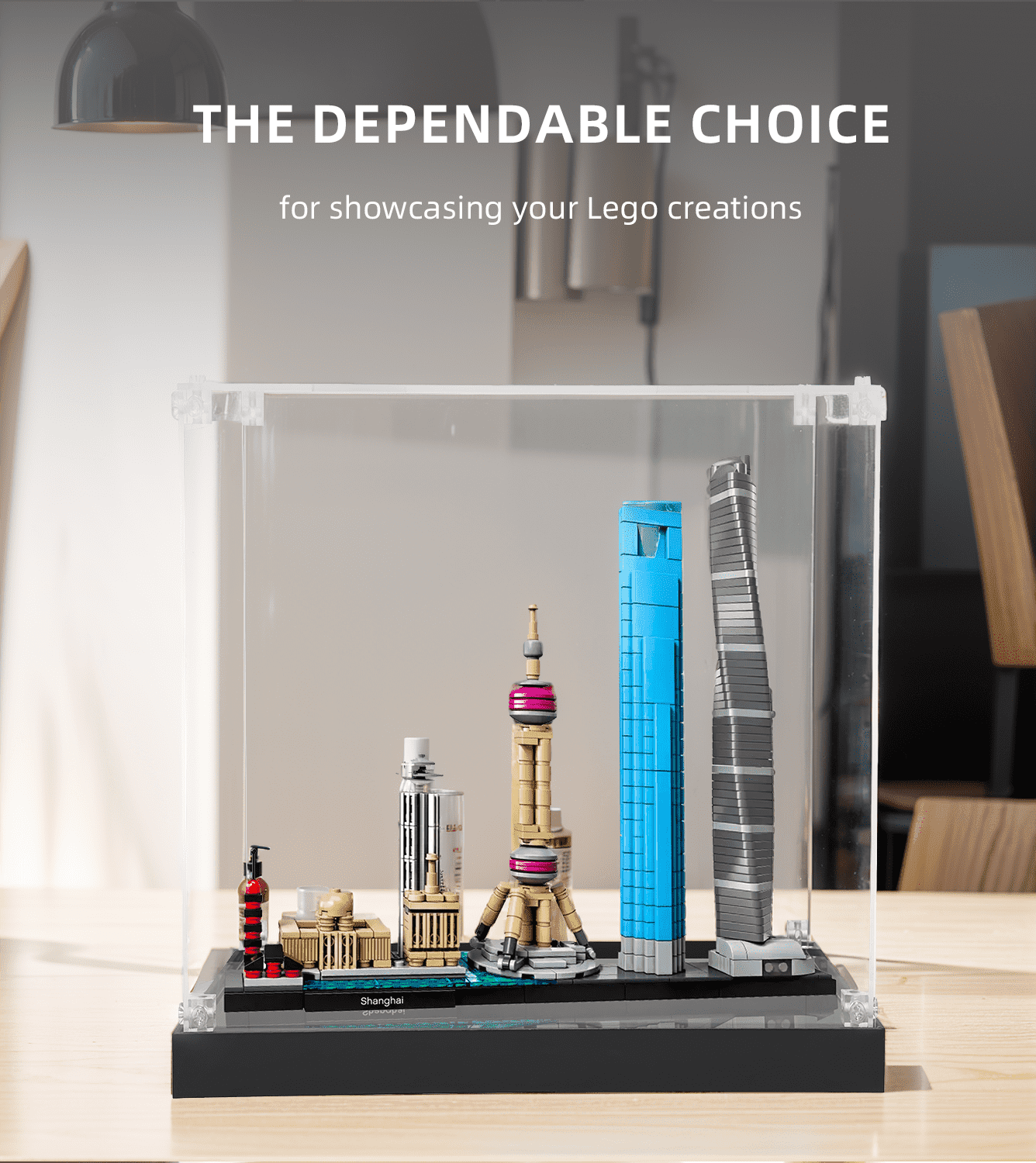 Official LEGO Architecture Shanghai 21039 Building Kit Display Case - Clear Acrylic Showcase for Collectible Models - Perfect for Home, Office & Gift Giving