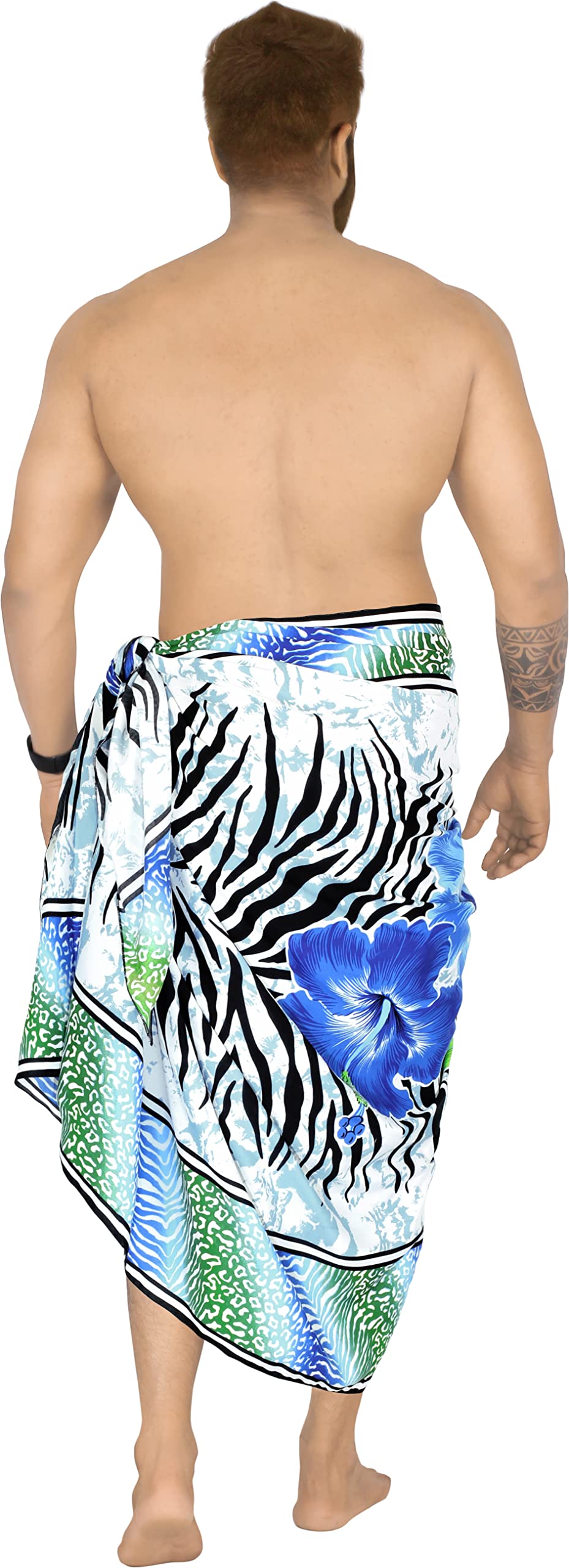 LA LEELA Men's Sarong Beach Cover Up - Quick Dry Swim Wrap for Pool, Beach & Vacation - Lightweight Summer Swimwear with Adjustable Waistband