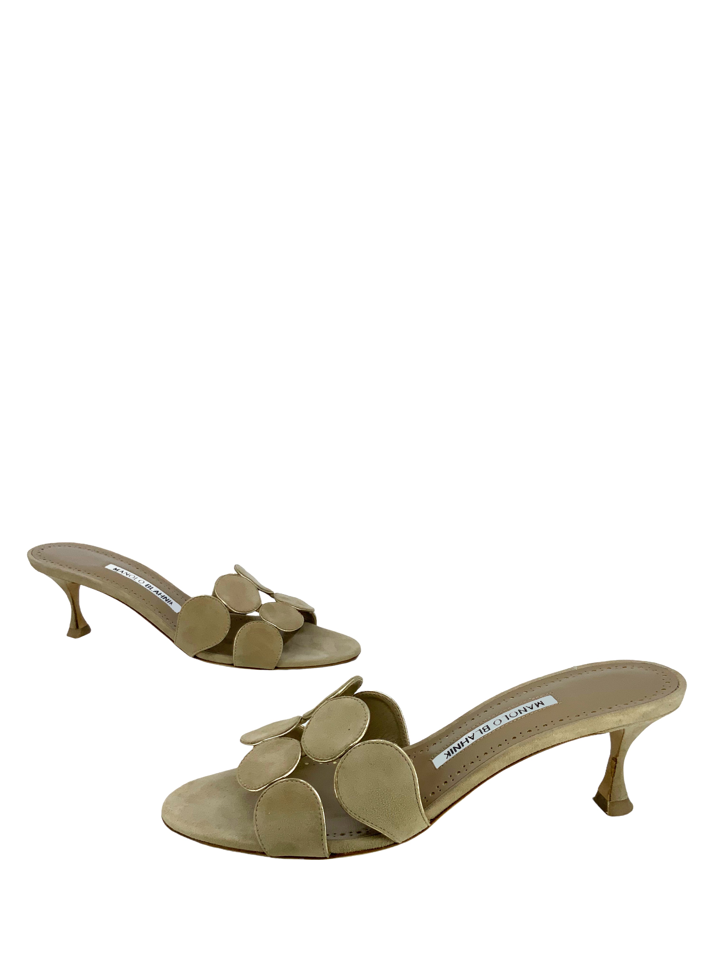 Manolo Blahnik Haribalmu Suede Slide Sandals Women's Size 7.5 | Comfortable Summer Casual Shoes for Beach, Vacation & Everyday Wear