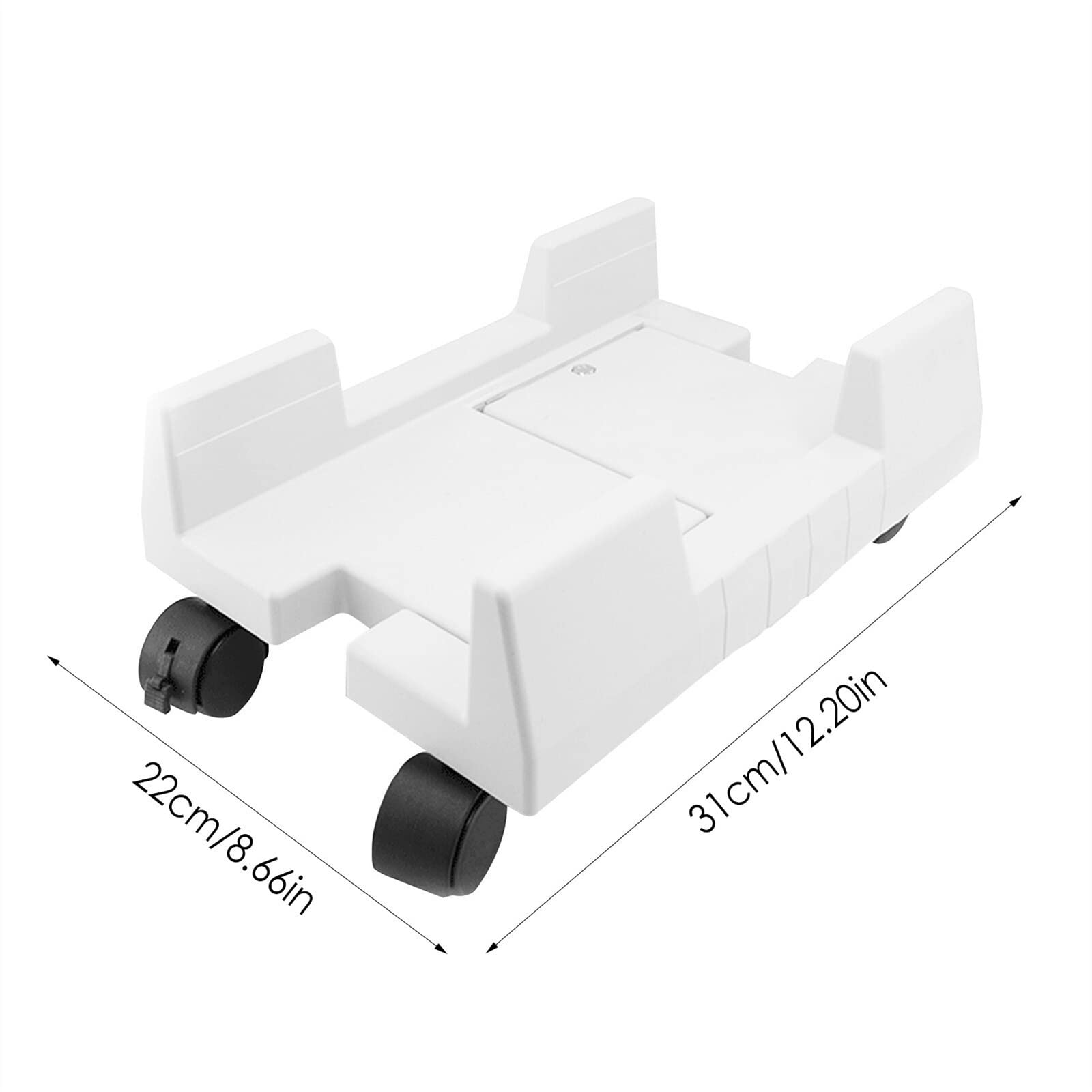Universal CPU Stand Holder with Rolling Caster Wheels - Adjustable PC Tower Floor Stand for Desktop Computer Case, White | Perfect for Office, Gaming Setup & Home Workspace Organization