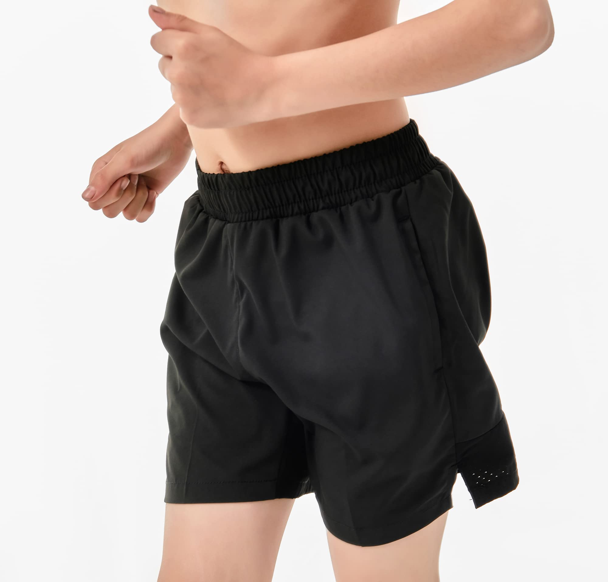 IRELIA 2 Pack Boys' Quick-Dry Athletic Shorts with Compression Liner, Zipper Pockets & Reflective Strip - Perfect for Sports, Running, Gym & Outdoor Activities