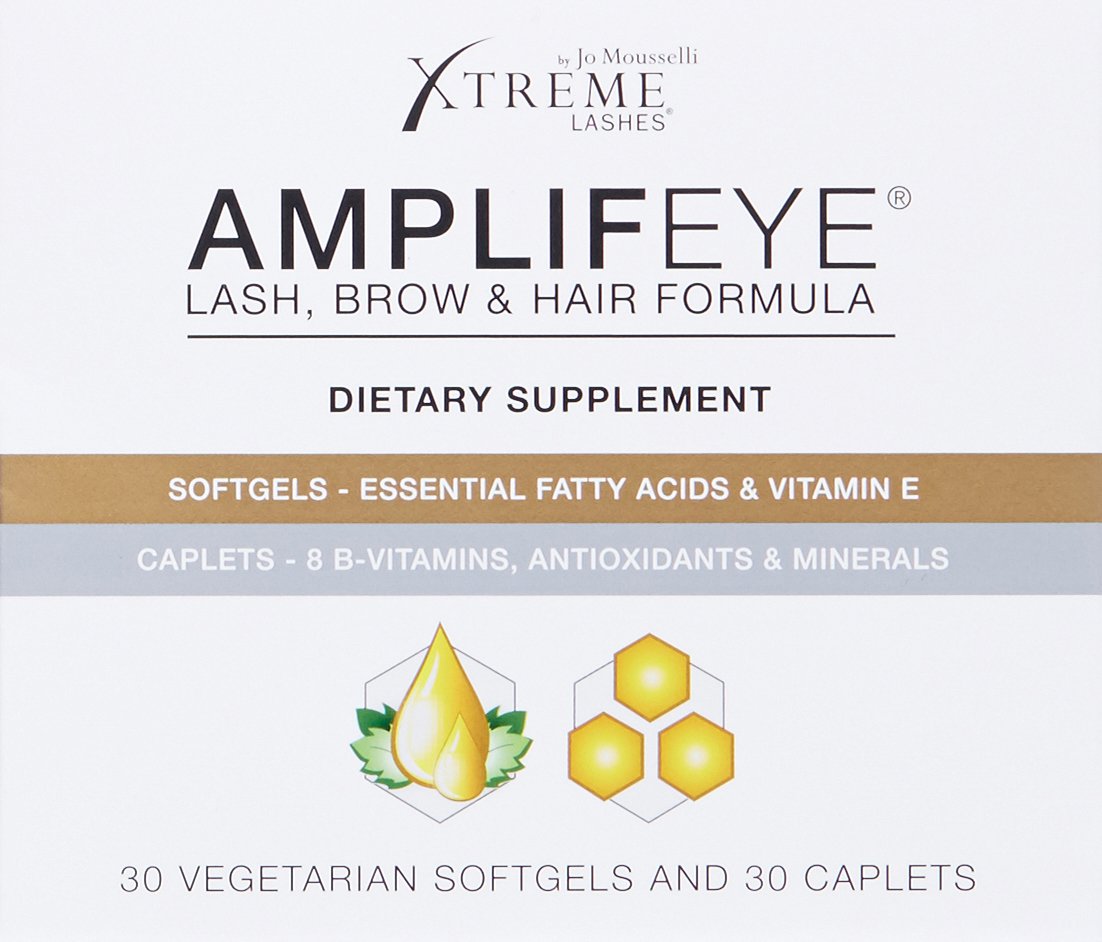 Xtreme Lashes Amplifeye Lash, Brow & Hair Growth Supplement - Vitamin Enriched Formula with Biotin & Natural Botanicals - 2 Pack (60 Capsules) for 30 Day Supply - Enhance Eyelashes, Eyebrows & Hair Health for Women & Men
