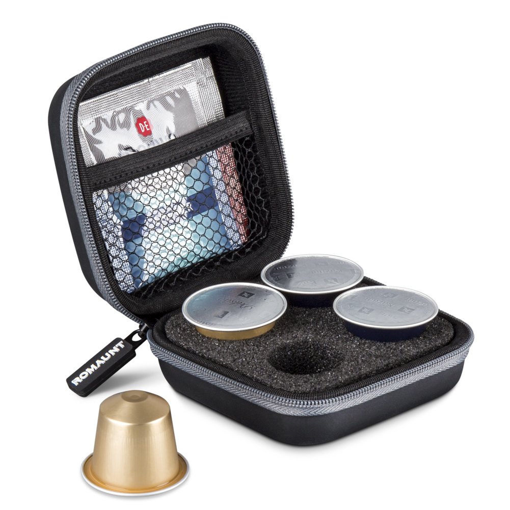 Premium Hard Shell PU Protective Carrying Case for Nespresso & Compatible Coffee Capsules - Portable Espresso Maker Accessory (Holds 4 Pods) - Ideal for Travel, Office & Home Use