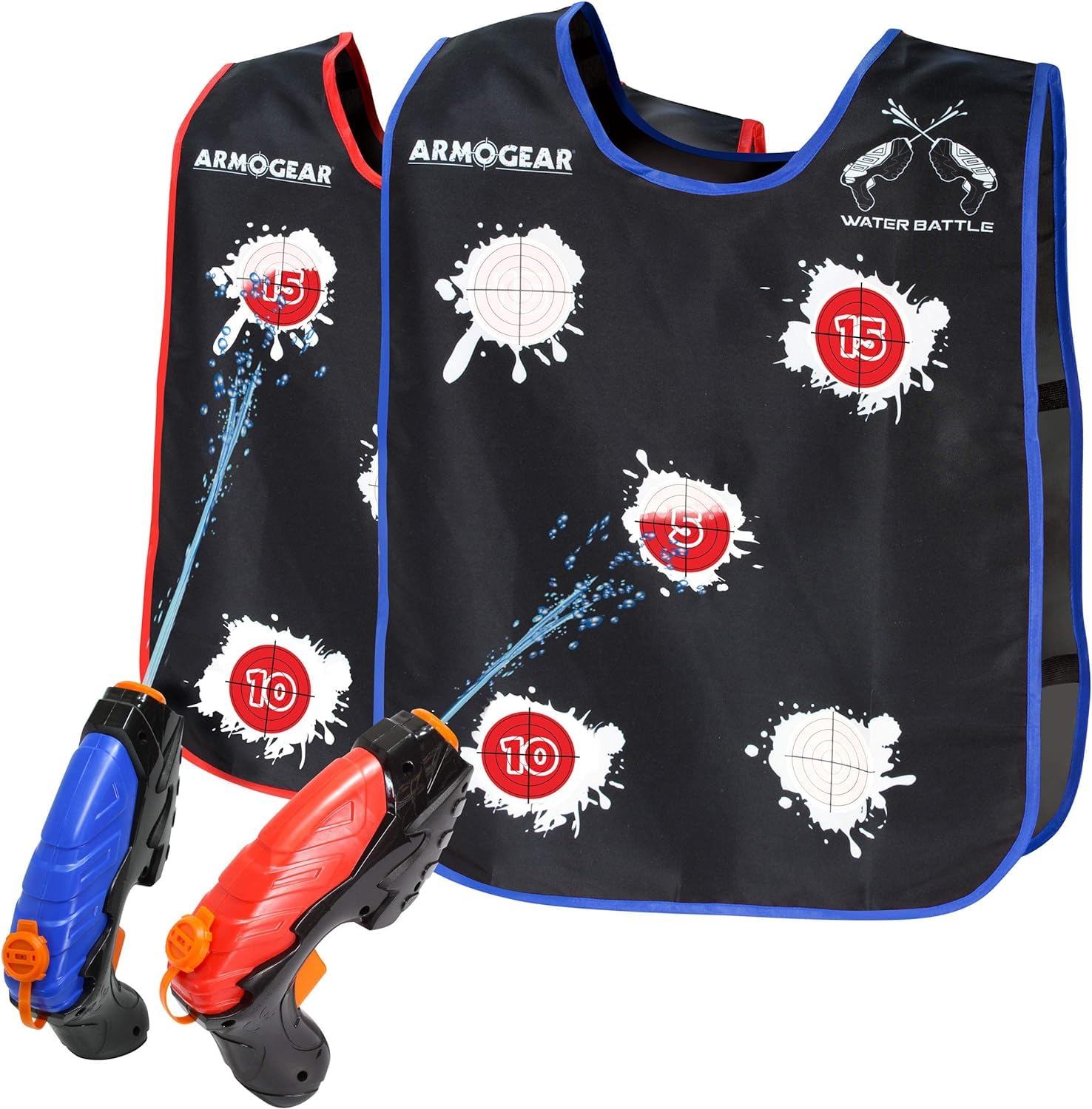 ArmoGear Water Target Vests & Guns - Outdoor Summer Toys for Kids 8+ | Backyard Water Play Fun