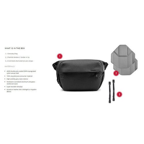 Peak Design Everyday Sling Bag 3L (Black) - Compact Camera Bag for DSLR & Mirrorless - Perfect for Travel, Hiking & Urban Commute